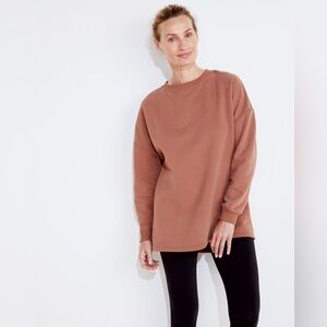 Varley Rowan Sweatshirt in Carob Brown Size L Large peached sweat fabric